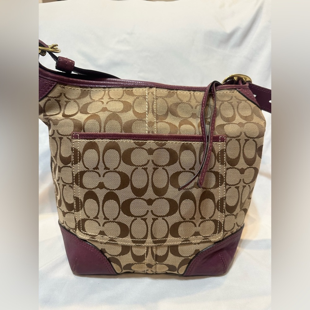 Coach Signature Monogram Canvas and Leather Hobo Shoulder Crossbody bag - Picture 3 of 14